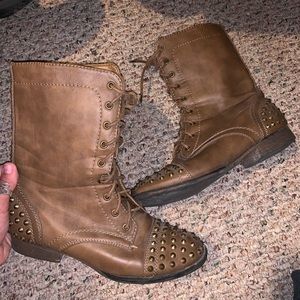 Brown combat boots